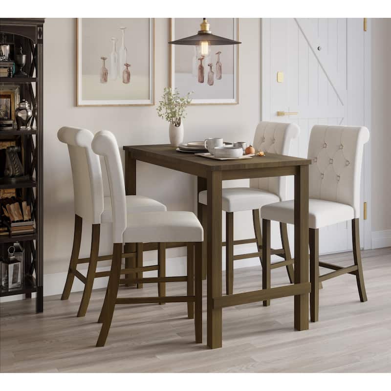 Rolla 5-pieces Counter Height Dining Table and Chair - Table and 4 Chair - Brown