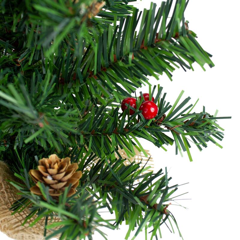Potted Red Berries and Pine Cones Medium Artificial Christmas Tree - 16" - Unlit