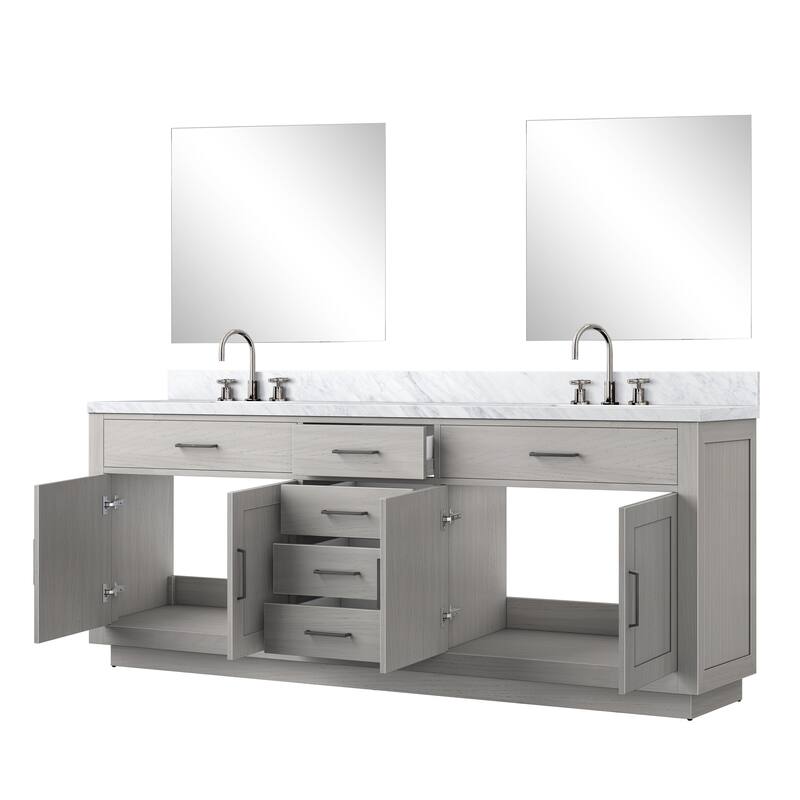 Abbey Bath Vanity with Carrara Marble Top, Sink, Mirror and Faucet