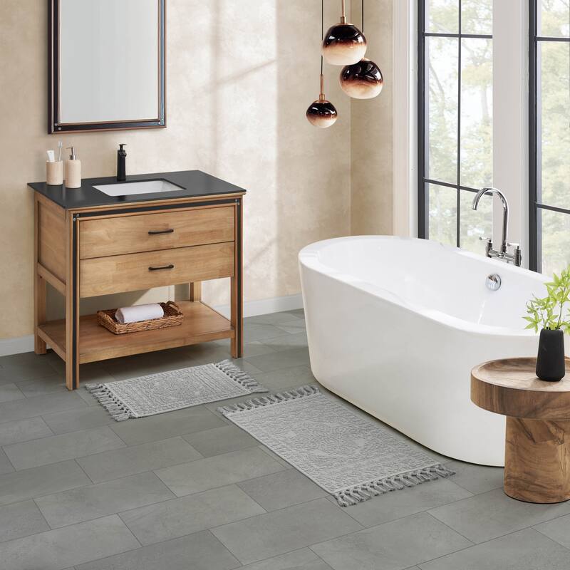 French Connection Nellore Fringe Cotton Bath Rug