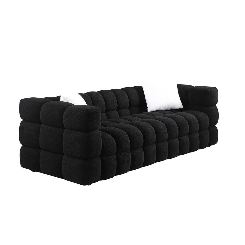 84.3 Length,35.83" Deepth,Human Body Structure,Marshmallow Sofa,Boucle Sofa,White Color,3 Seater
