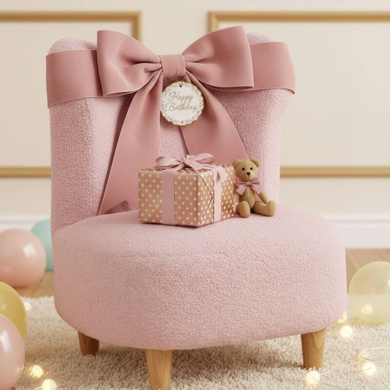 Aria Home Pink Teddy Bear Kids Chair with Cozy Foam Seat