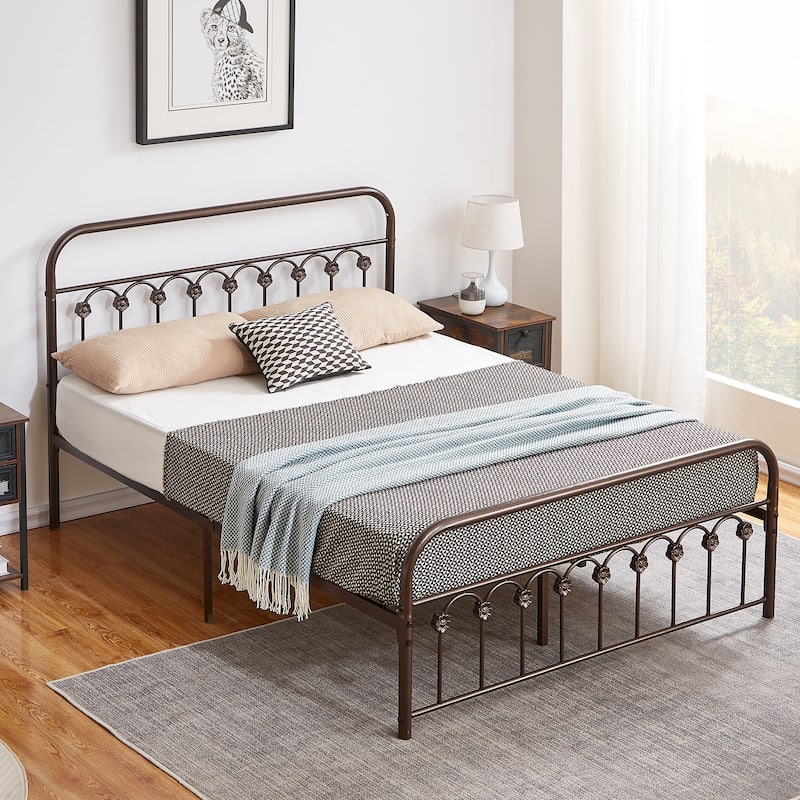 Modern Mental Platform Bed,Antique Purple