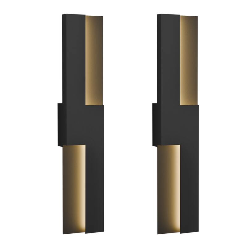 Modern 36W Black Integrated LED Outdoor/Indoor Wall Sconce 23.6inch - 23.6inch/2Pack