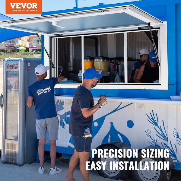 Food Truck Concession Serving Window With Awning | 60"W X 36"H, Aluminum Frame, Hydraulic Struts