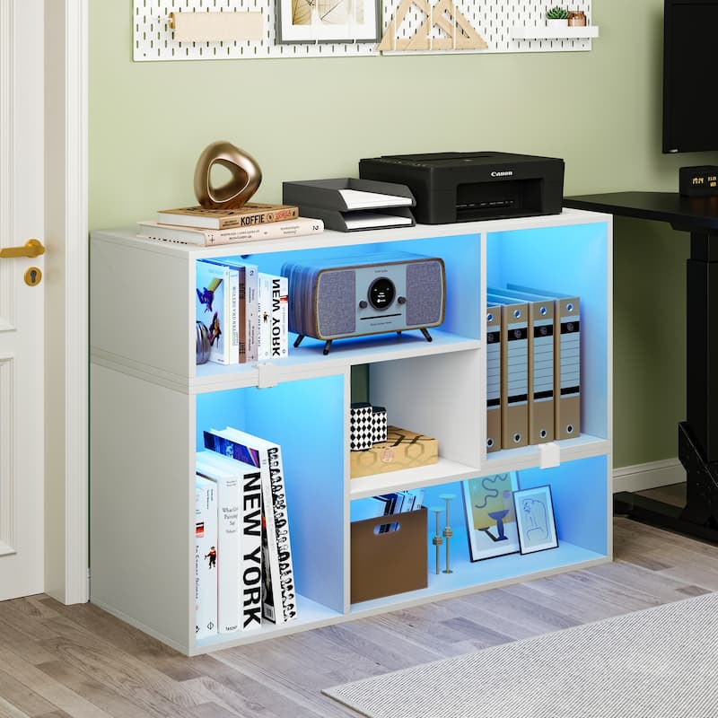 Moasis Modern DIY TV Stand Deformable Entertainment Center with LED Light Strip