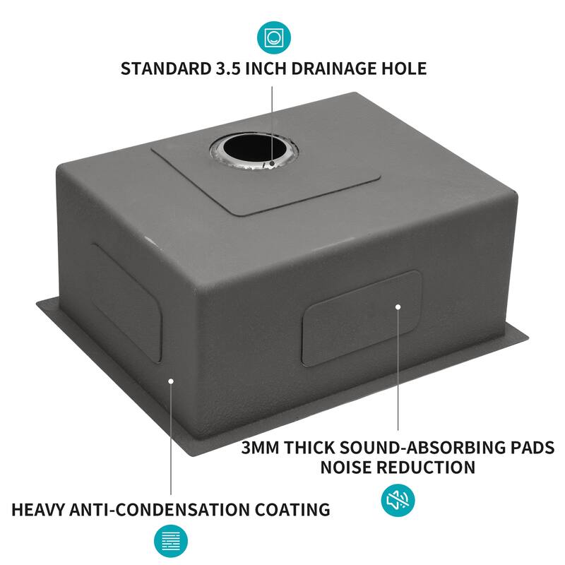 Undermount Kitchen Sink 16 Gauge 9 Inch Deep Single Bowl Kitchen Sink Basin, Includes Drain Assembly (No Additional Accessories)