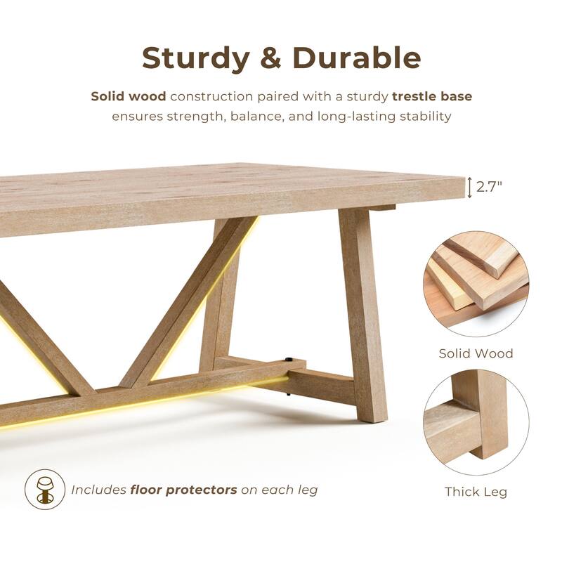 Furniture of America Rockinwel Modern 7-Piece Natural Oak Wood Dining Table Set