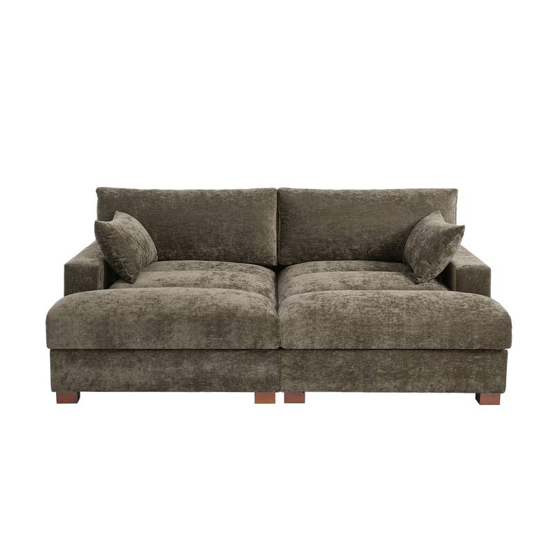 82.5"W Chenille Upholstered Sectional Modular Sofa With Chaise