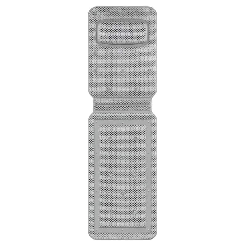 Grey Non-Slip Full Body Bath Mat With Pillow For Bathtub - 14" x 50"