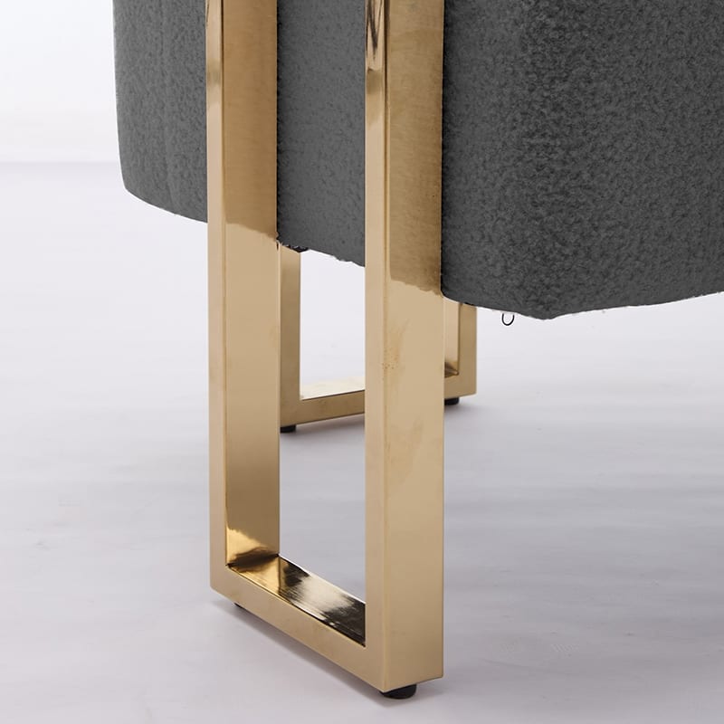 Teddy Fleece Modern Accent Chair with Gold Metal Legs and High-Rebound Cushion