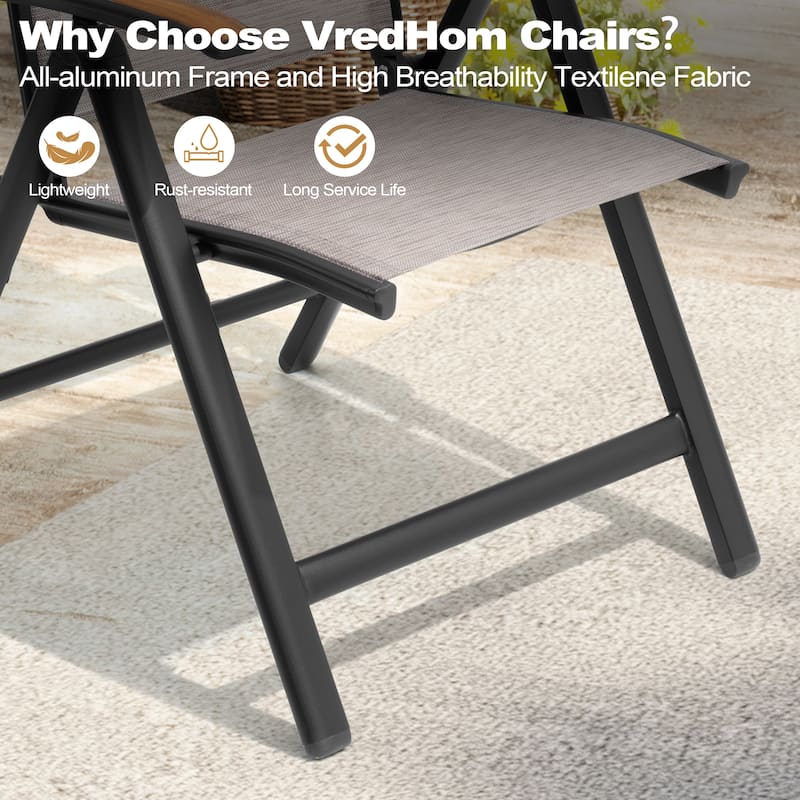 9/11/13-Piece Luxury Outdoor Dining Set All-Weather Aluminum Patio Furniture Foldable Chairs