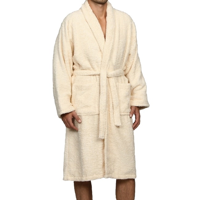 100% Cotton Soft Terry Adult Unisex Lightweight Bathrobe by Superior - Small - Ivory