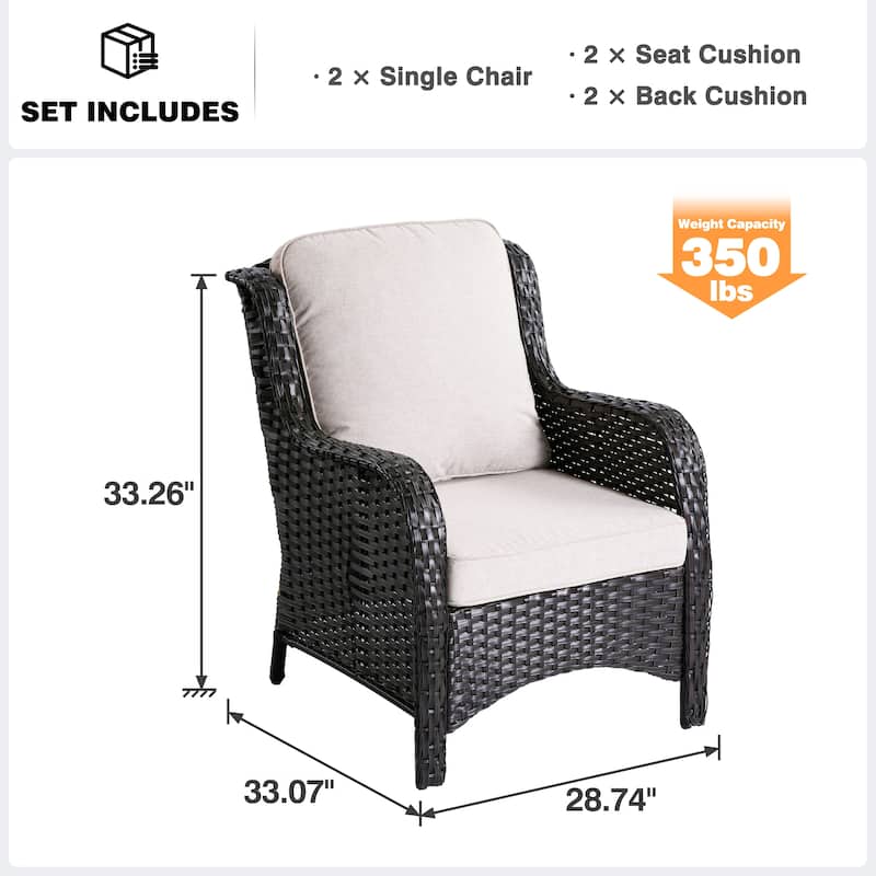 OVIOS 2-piece Patio Wicker Chairs Set
