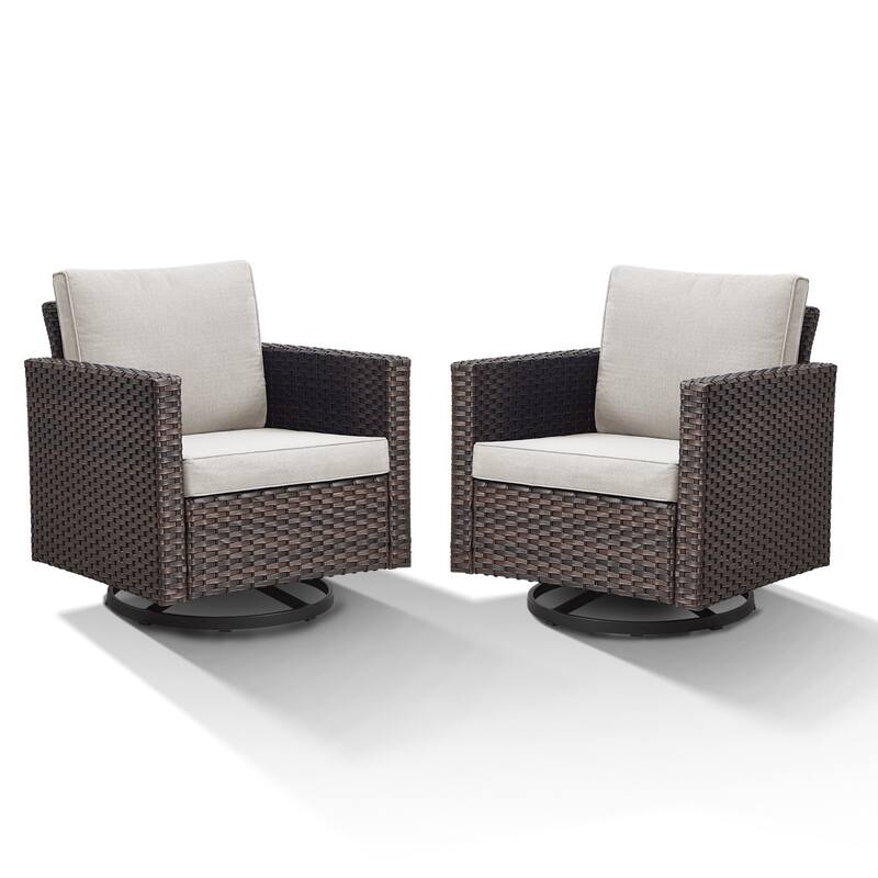2 Pieces Outdoor Swivel Chairs with Thick Cushions
