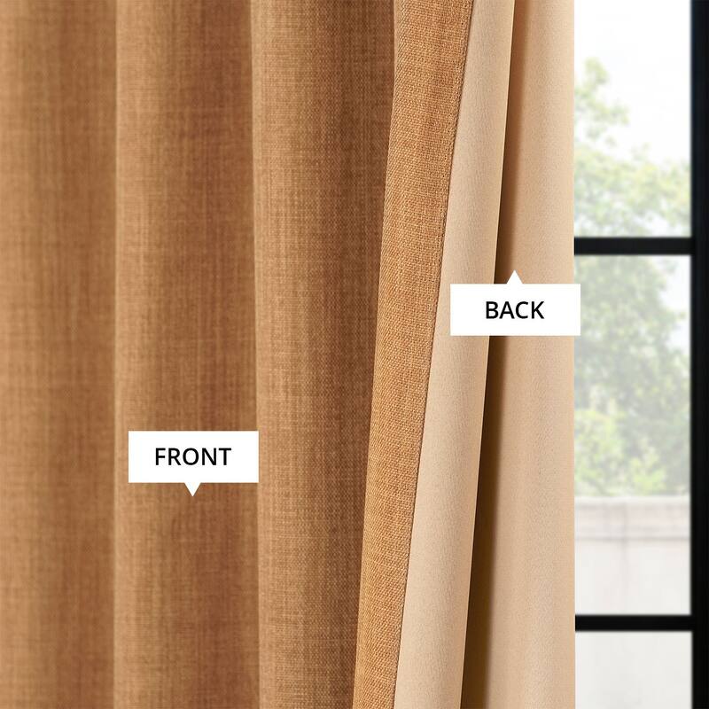 Exclusive Fabrics Textured Faux Linen Room Darkening Curtains for Bedroom & Living Room Curtains (1 Panel)