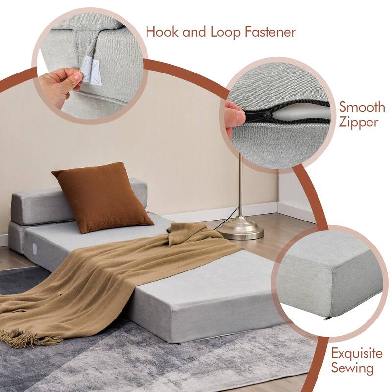 Costway Tri-Fold Fold Down Chair Flip Out Lounger Convertible Sleeper