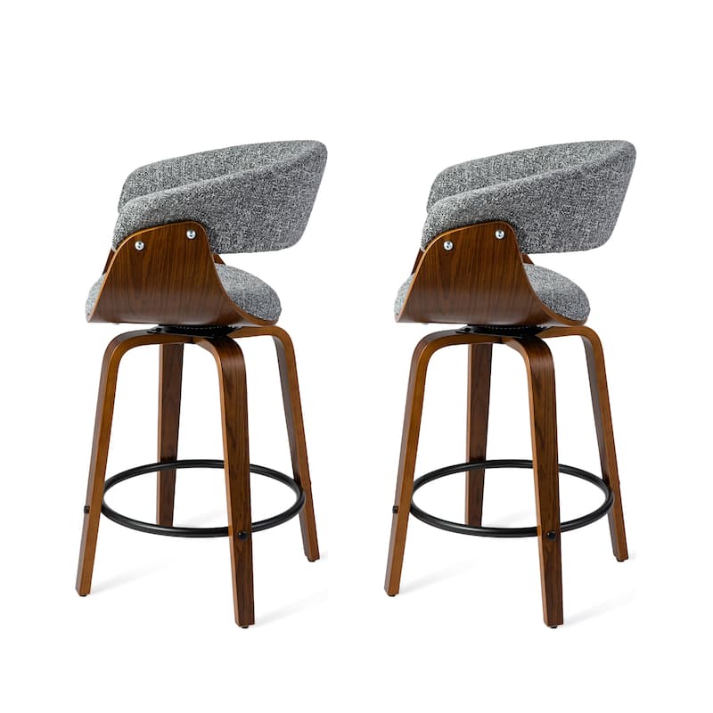 Glitzhome Set of 2 or 4 Modern Counter & Bar Height Wooden Swivel Bar Stools