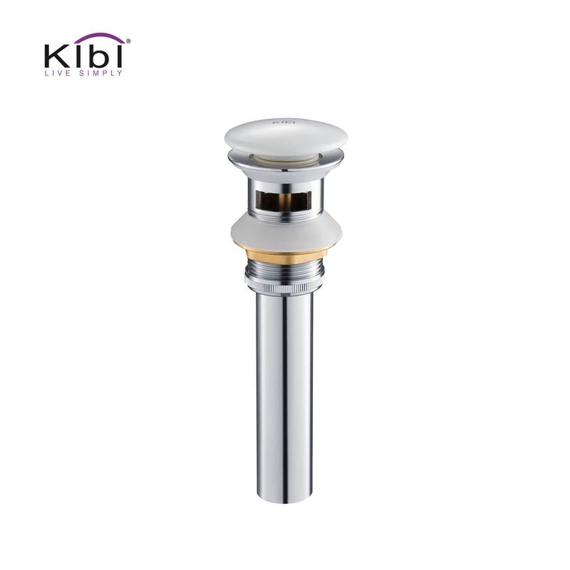 Pop Up Drain Stopper for Bathroom with Overflow - Chrome White