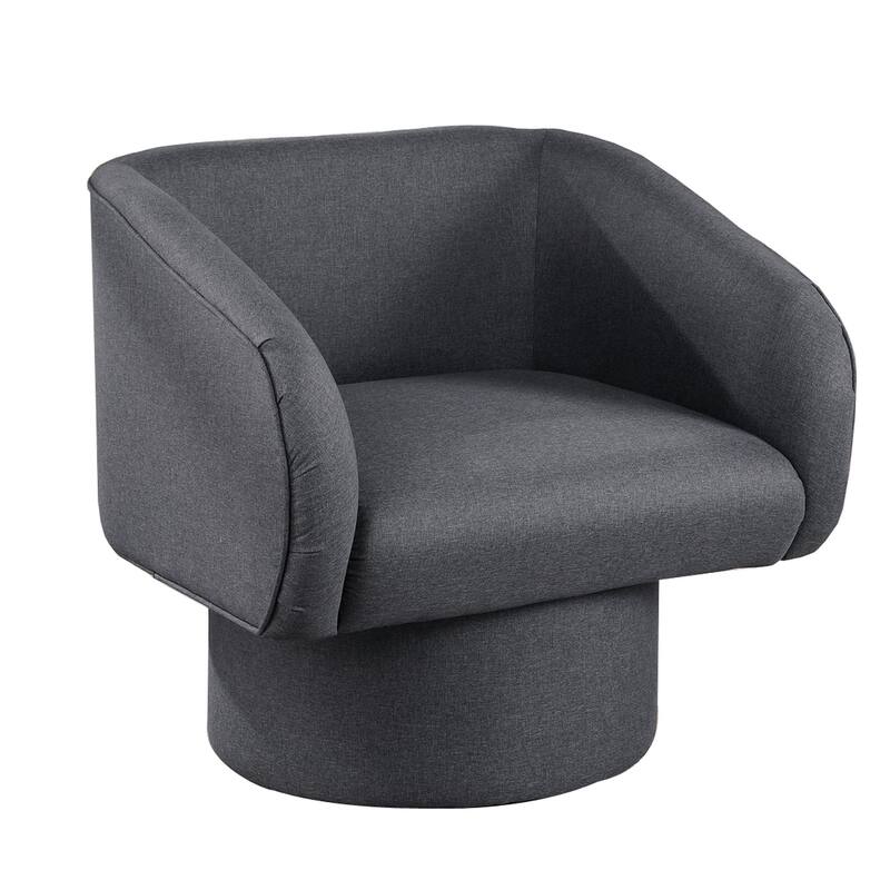 Tim 30 Inch Fabric Upholstered Accent Chair, 360 Swivel Seat, Gray - Grey