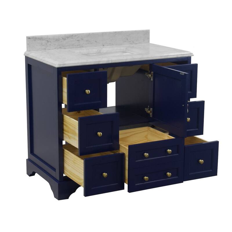 KitchenBathCollection Madison 42" Bathroom Vanity with Carrara Marble Top