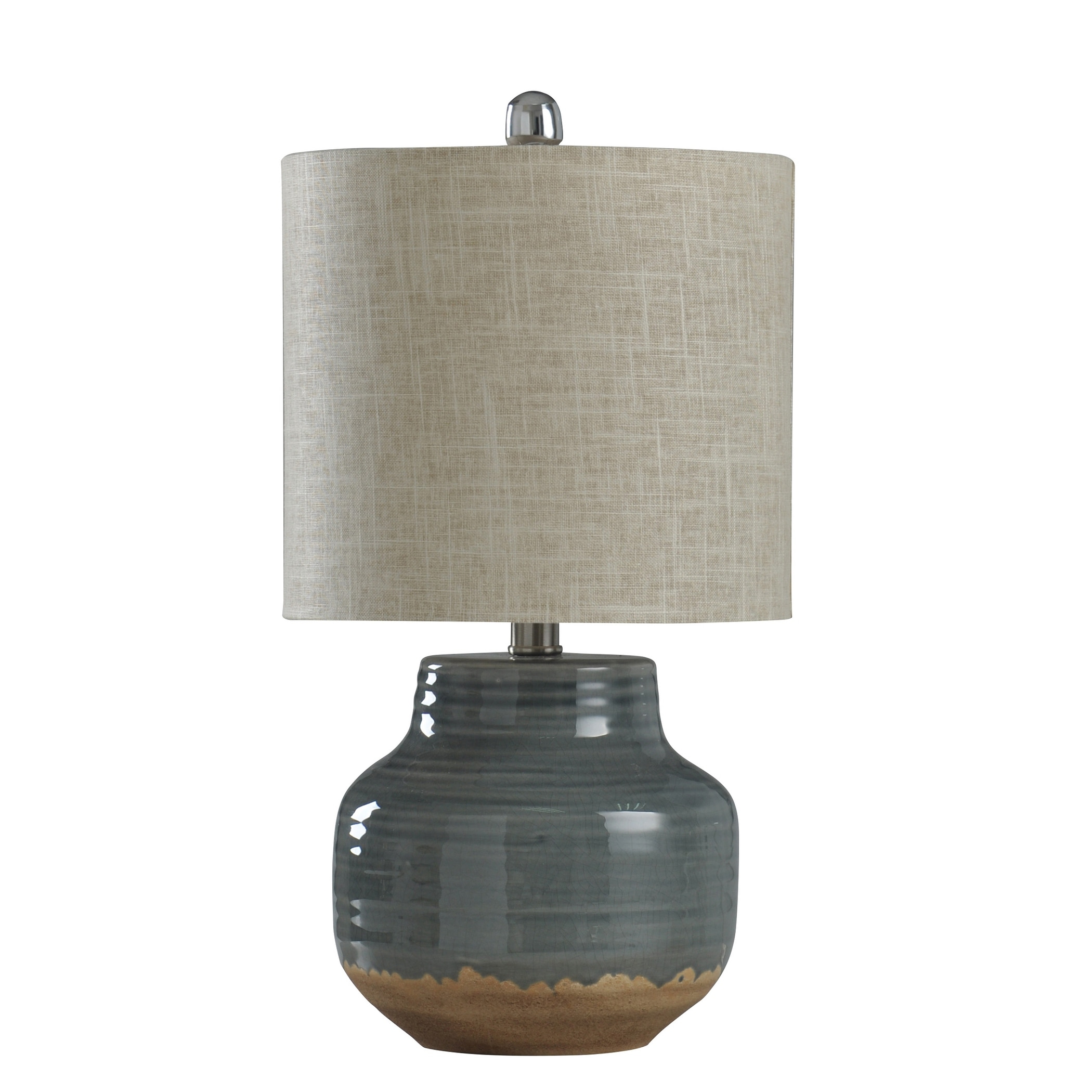 StyleCraft Prova Grey Ceramic Table Lamp - Beige Hardback Fabric Shade