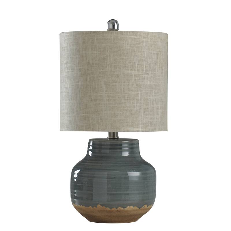 StyleCraft Prova Grey Ceramic Table Lamp - Beige Hardback Fabric Shade - Prova Grey