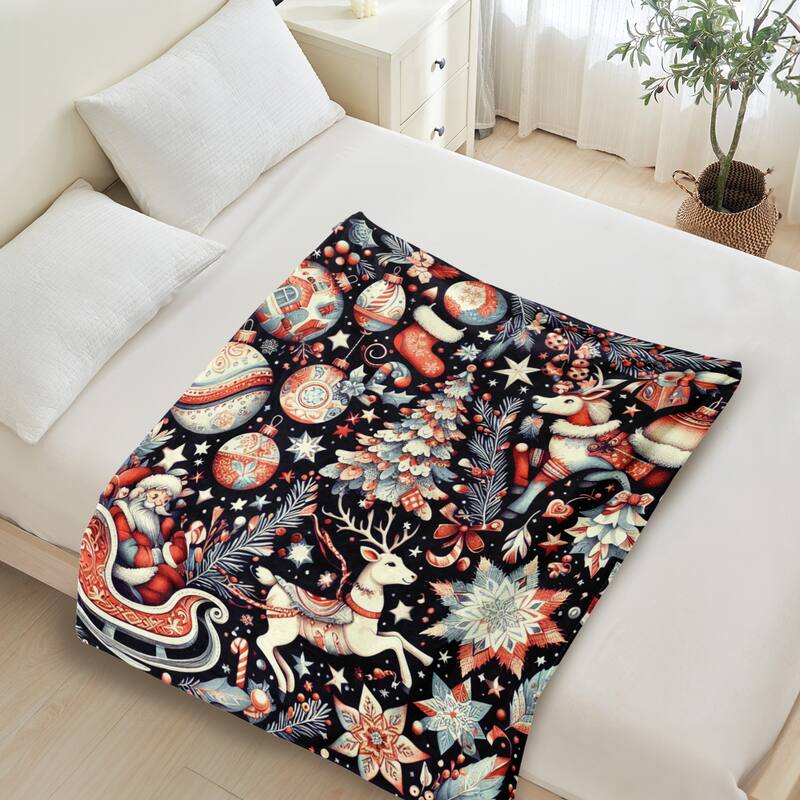 Christmas Throw Blanket Holiday Xmas Gift Fleece Blanket