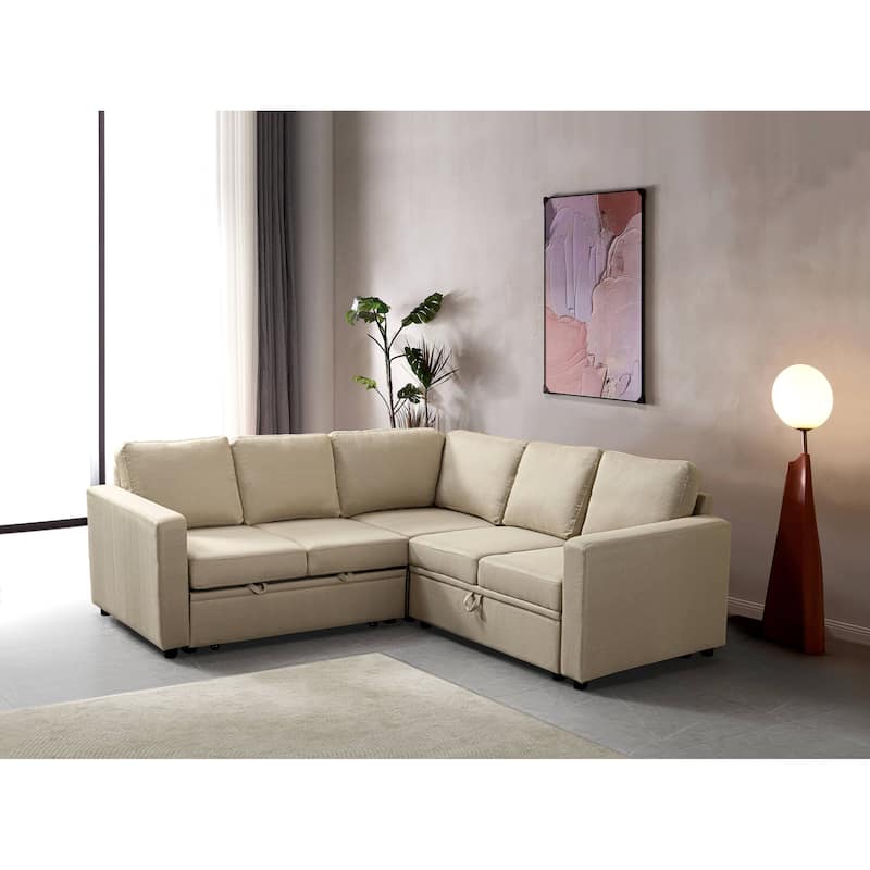 3 - Piece Upholstered Corner Sectional - Beige