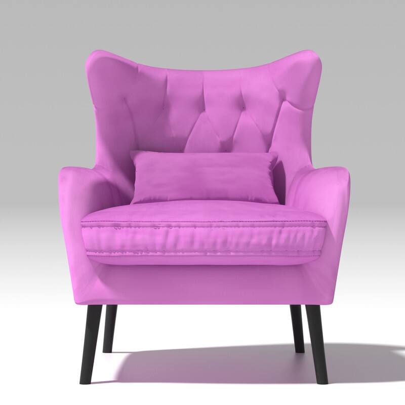 Velvet Accent Chair Upholstered Comfy Thick Cushion For Living Room