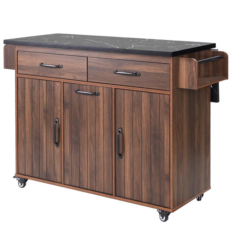 Kitchen Cart with Drop Leaf,Spice Rack,Towel Rack and Drawer