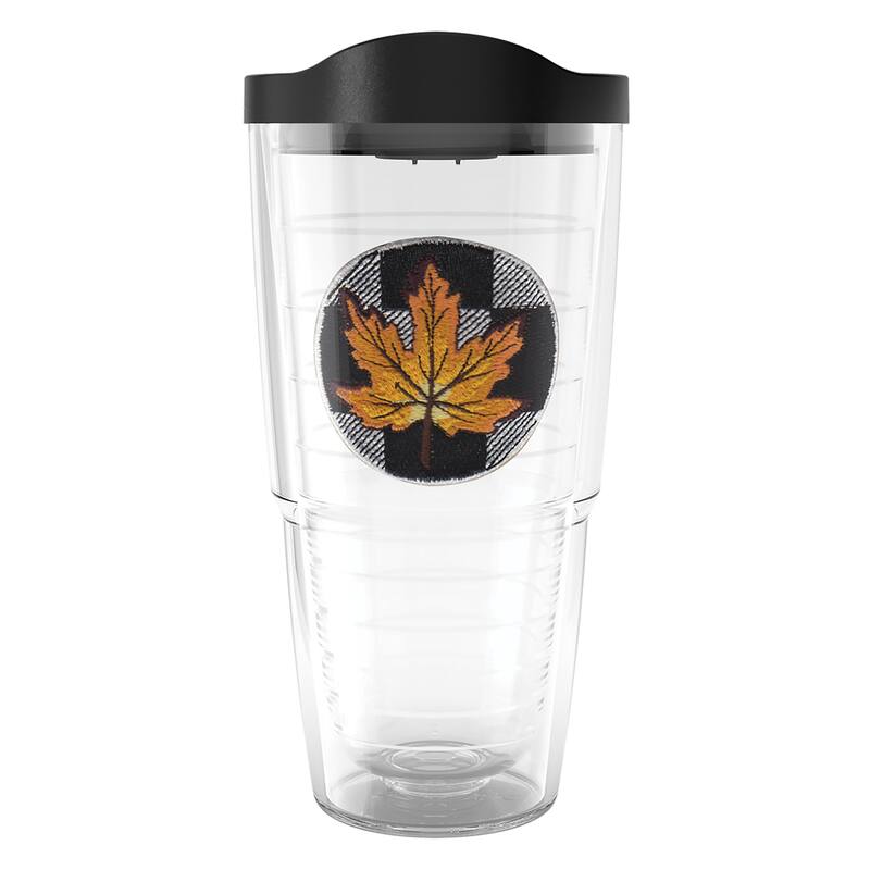 Tervis Checkerboard Fall Leaf Orange Made in USA Double Walled Insulated Travel Tumbler, Orange - 24oz
