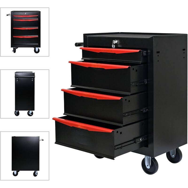 4 Drawer Rolling Tool Chest, 20 Inch Lockable Rolling Tool Box with Wheels, Rolling Garage Workshop Tool Organizer
