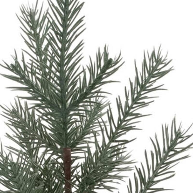 HomeRoots Set of Two 24" Mini Artificial Pine Trees In Rustic Beige Bow Tie Pots - 9.00 in. x 23.50 in. x 8.00 in.