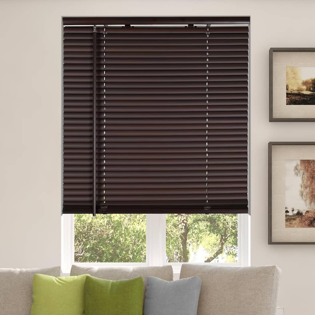Calyx Interiors Mahogany Cordless 1-Inch Vinyl Room Darkening Mini Blind