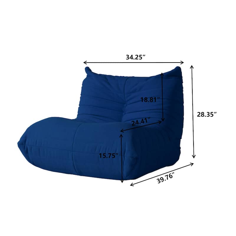 Single Lazy Sofa Teddy Fabric Soft Sponge Lounger Bean Bag Chair