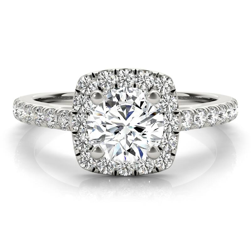 Auriya 14k White Gold Lab Grown Round Diamond Halo Engagement Ring 0.50 to 5.00 ct. tw. (F-G VS)