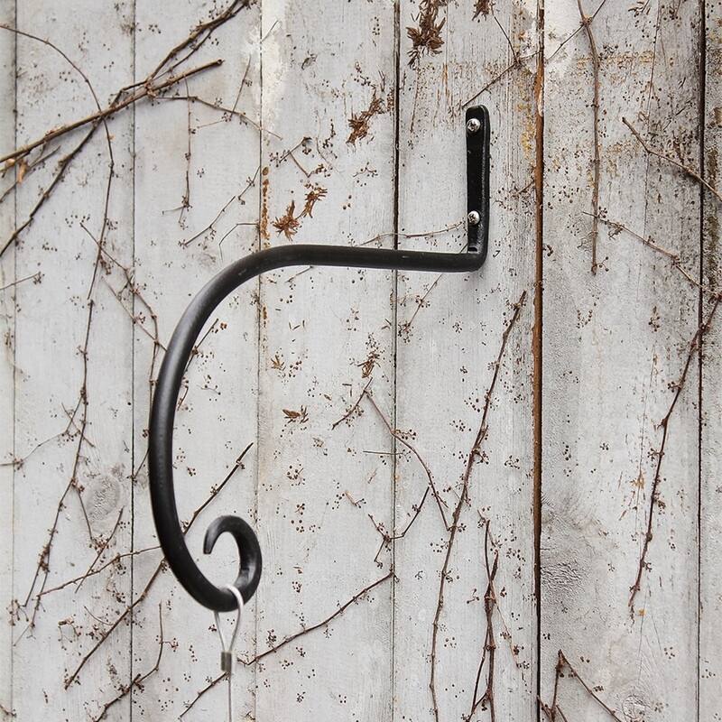 Achla Designs Set of 2 Outdoor Garden Downturned Hanger Hooks, 10 Inch Long, Black Powder Coat Finish