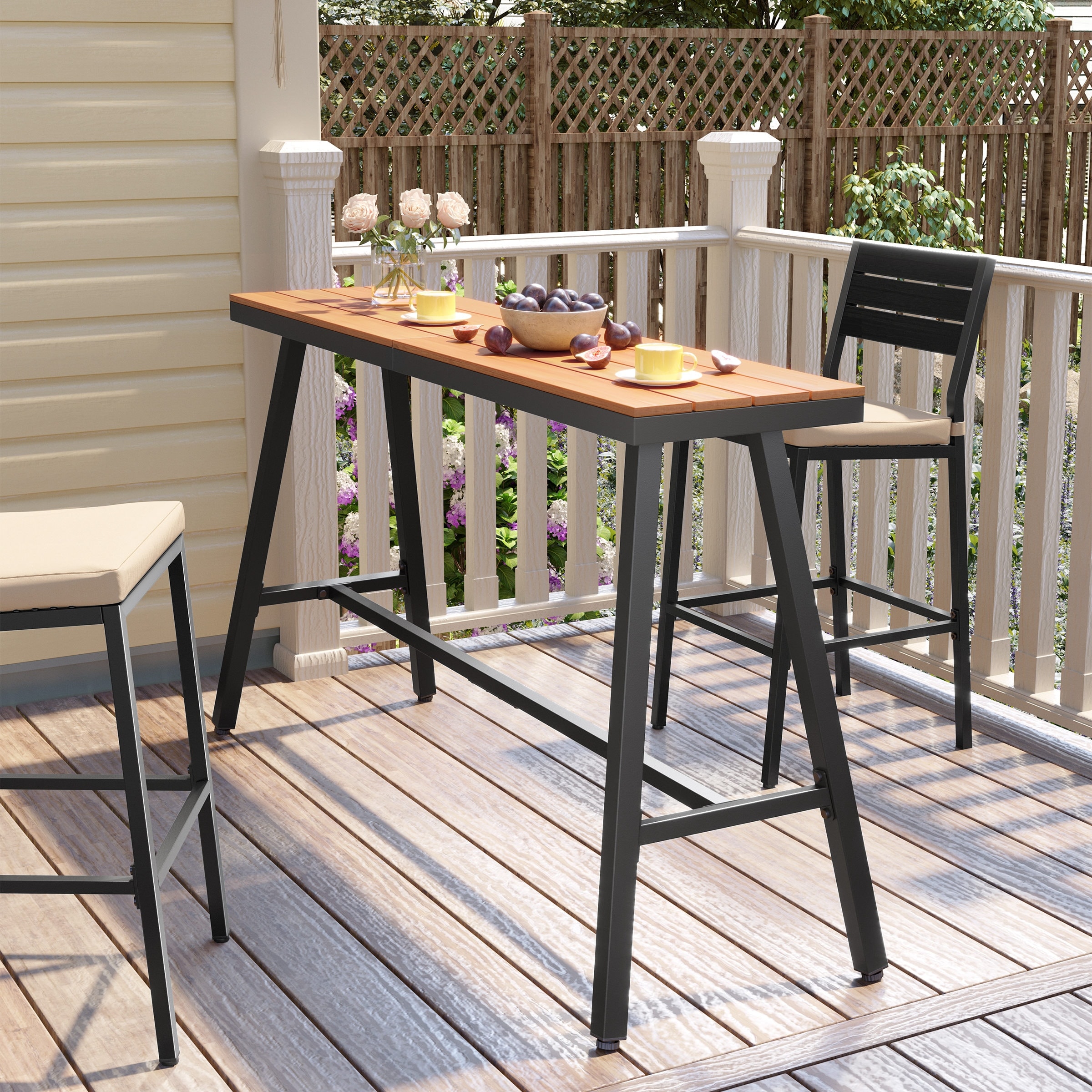 VredHom Outdoor Patio Bar Table Bistro Dining Table