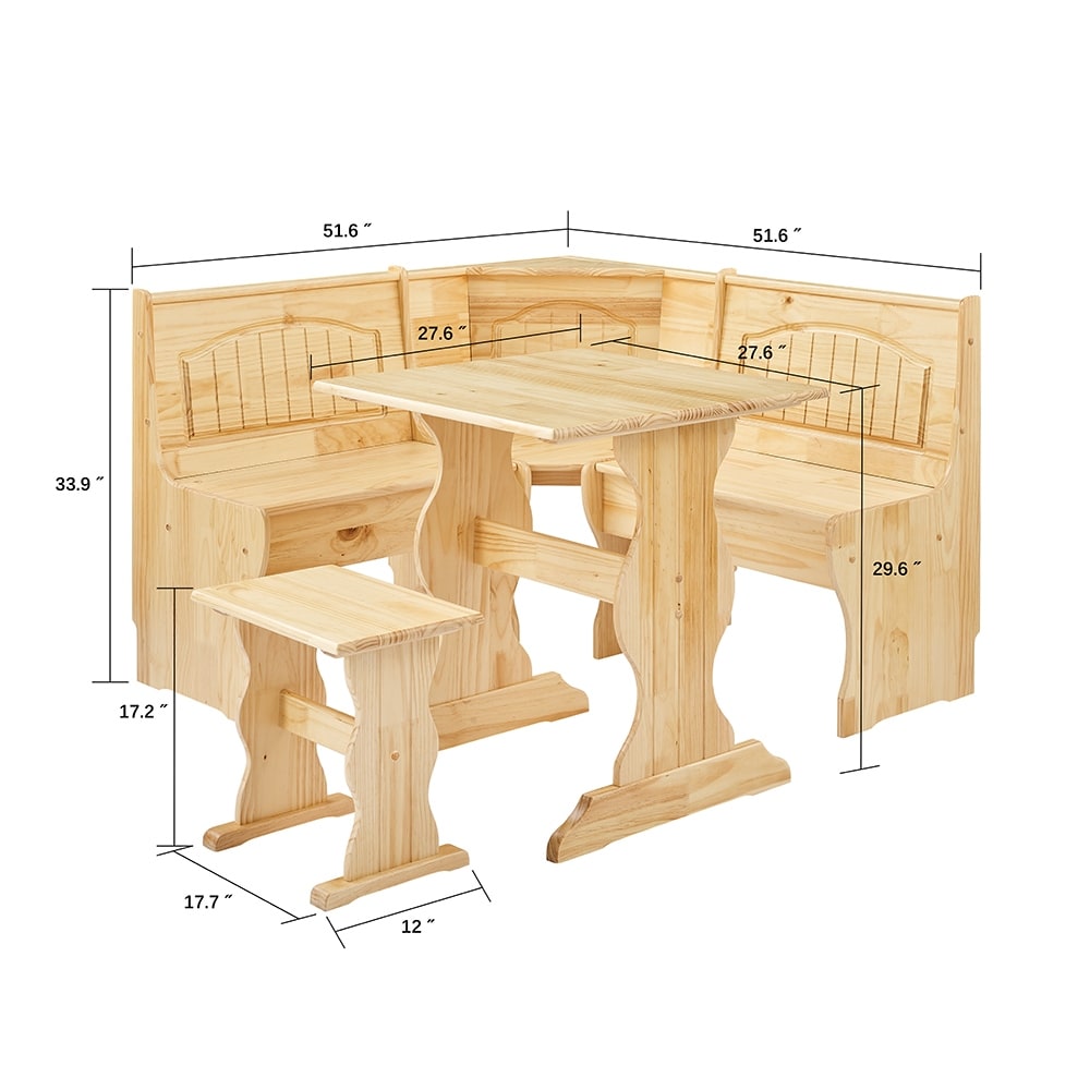 Solid wood breakfast nook dining sale set