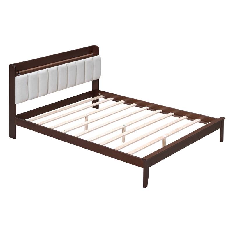 Queen size Platform Bed with USB Charging Station and Storage