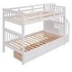 preview thumbnail 15 of 17, Twin over Twin Wood Bunk Bed with Three Drawers, White