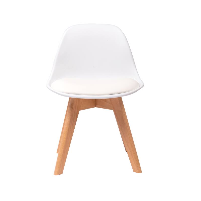 Porthos Home Brynn Kids Chair, Plastic Shell With Seat Cushion, Beech Wood Legs