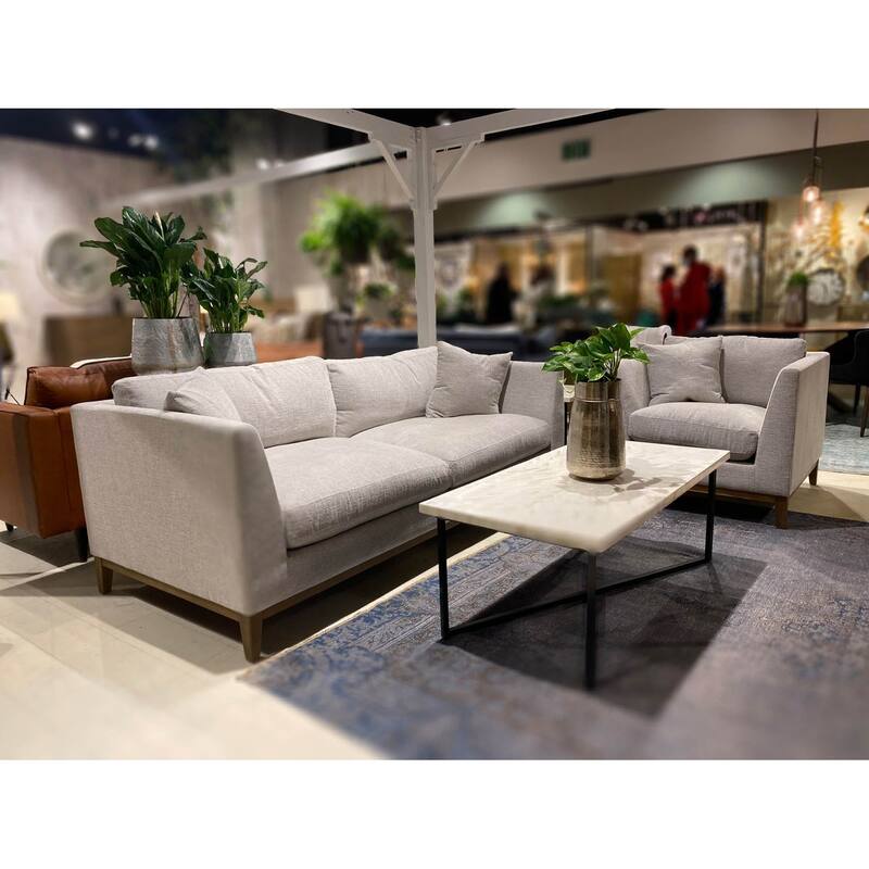 Plush Upholstered Club Chair, Woven Tweed Neutral