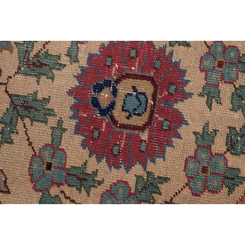 Hand Knotted Oriental 100% Wool Carpet Traditional Floral Multi-Colored Tabriz Area Rug - 5' 9'' X 4' 1''