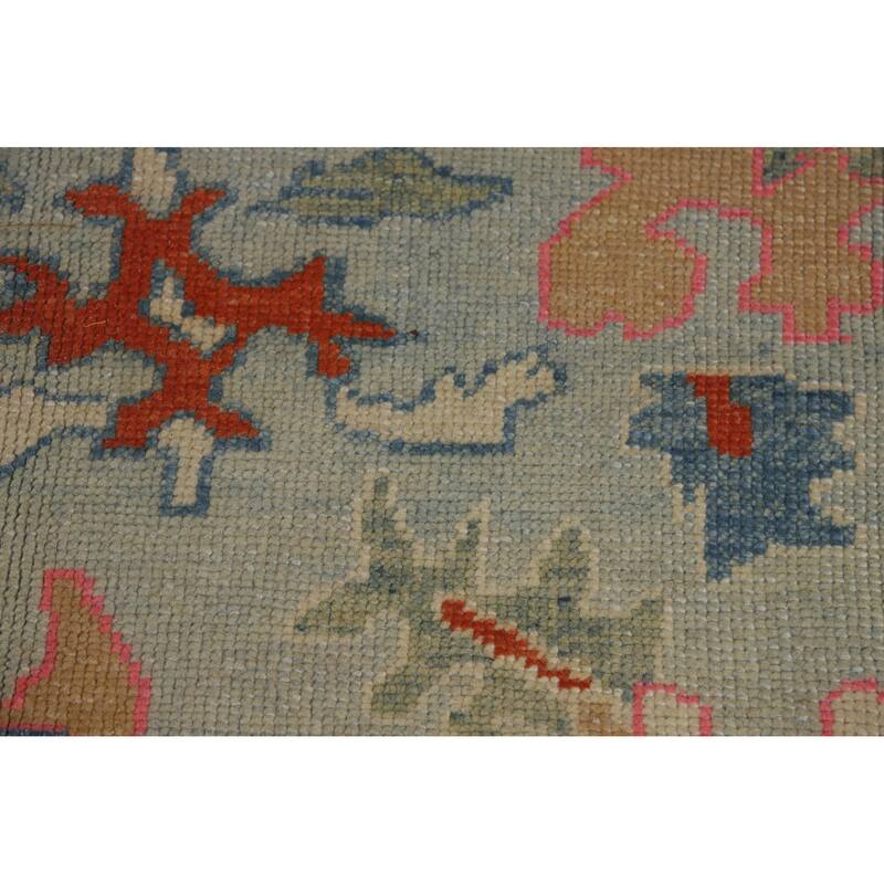 Hand Knotted Oriental 100% Wool Carpet Transitional All-Over Navy Blue & Blues Oushak Area Rug - 11' 5'' X 9' 3''