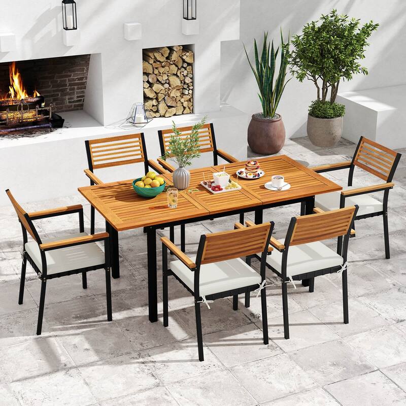 Costway Extendable Patio Dining Table for 4-8 People with 1.97” - See Details