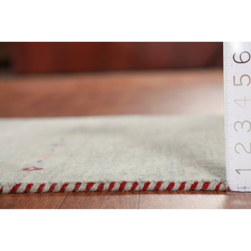 Hand Knotted Oriental 100% Wool Carpet Tribal Tribal Green Gabbeh Area Rug - 5' 11'' X 2' 6''