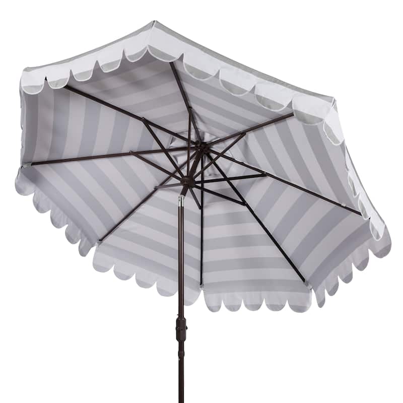 SAFAVIEH Nargiz Single Scallop Striped 9 Ft Crank Umbrella