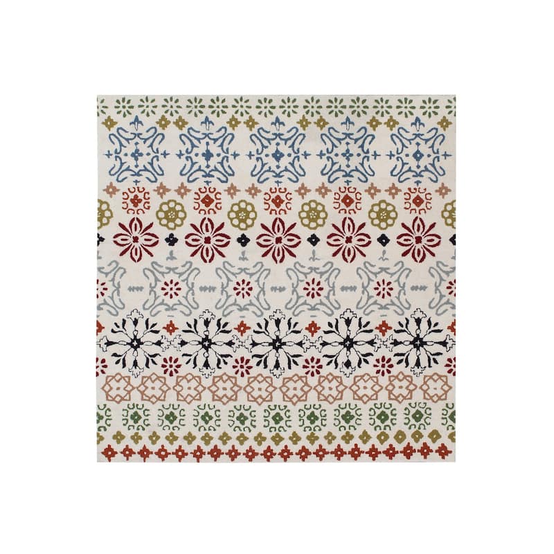 SAFAVIEH Handmade Wyndham Alja New Zealand Wool Area Rug - 7' Square - Ivory/Multi
